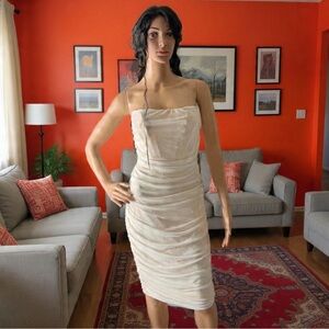 Elegant Cream Corset Style Strapless Above Knee Dress Sz XL Excellent for prom